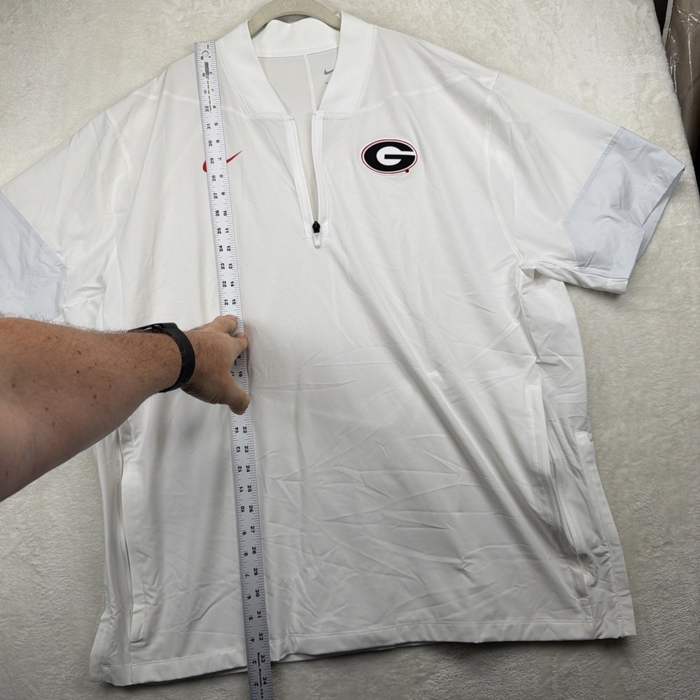 Georgia Bulldogs Nike Dri-FIT 1/4 Zip Pullover Men's XXL White Short Sleeve - Picture 4 of 11